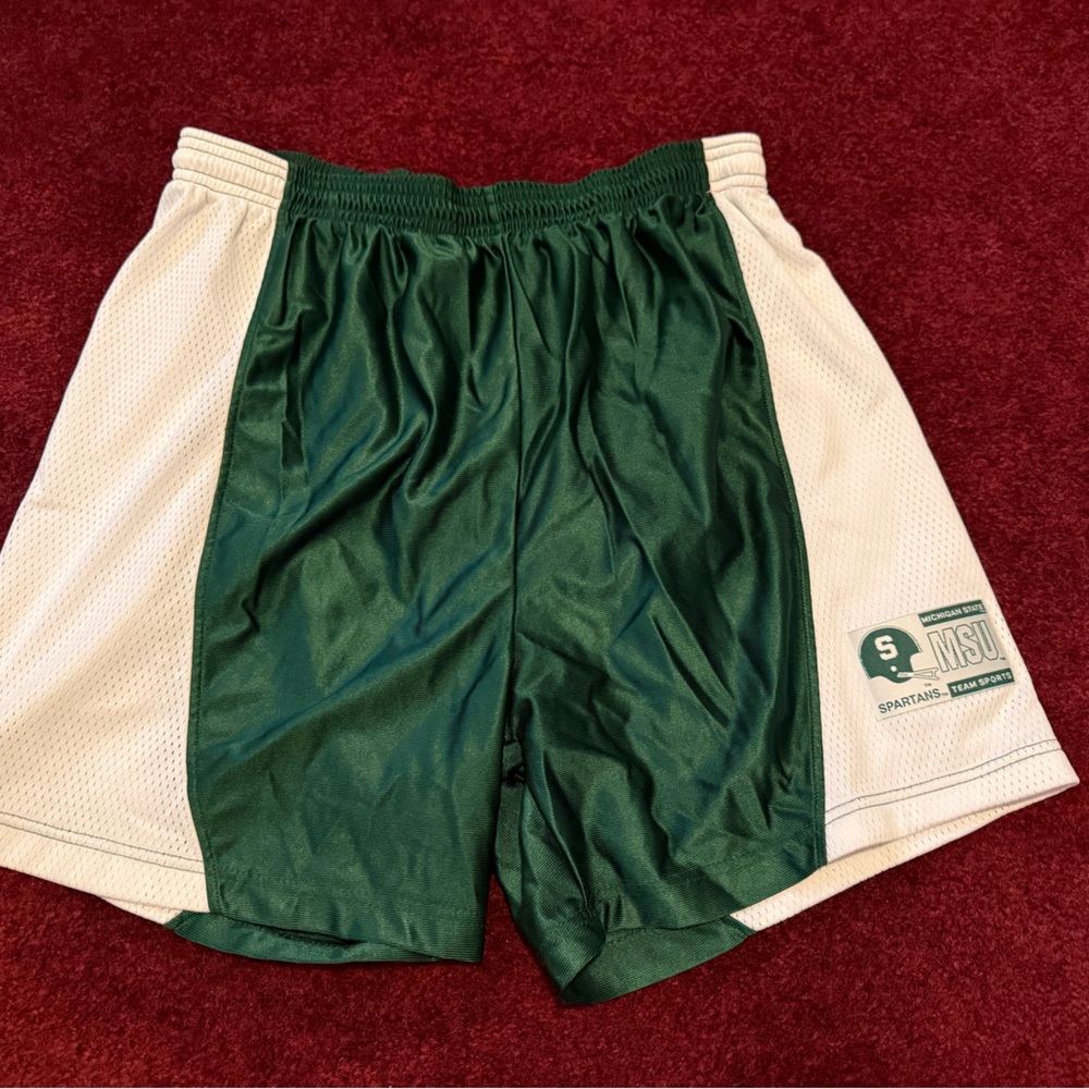 Y2K True Fan Msu Michigan State University Basketball Shorts Size large L